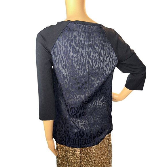 Elie Tahari Leopard Jacquard Seamed Top Small Money Goth Sophisticated - Picture 5 of 11